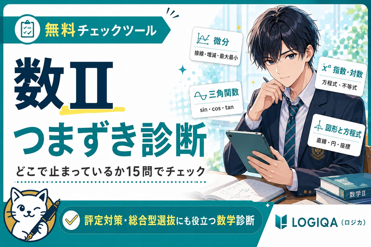 数学IIつまずき診断の無料チェックツールを紹介するLOGIQA（ロジカ）のアイキャッチ画像